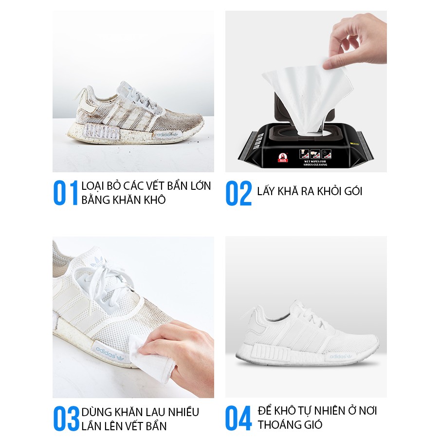 Khăn giấy ướt lau giày sneaker Quick Wipes 12 khăn chùi vệ sinh giày siêu tốc , nhỏ gọn, bỏ túi