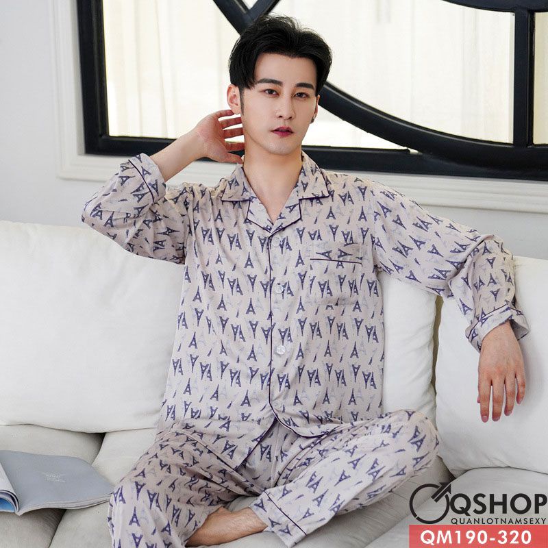 Bộ pijama nam lụa satin mềm mặc nhà mặc ngủ sang trọng thoải mái QM196 QM505