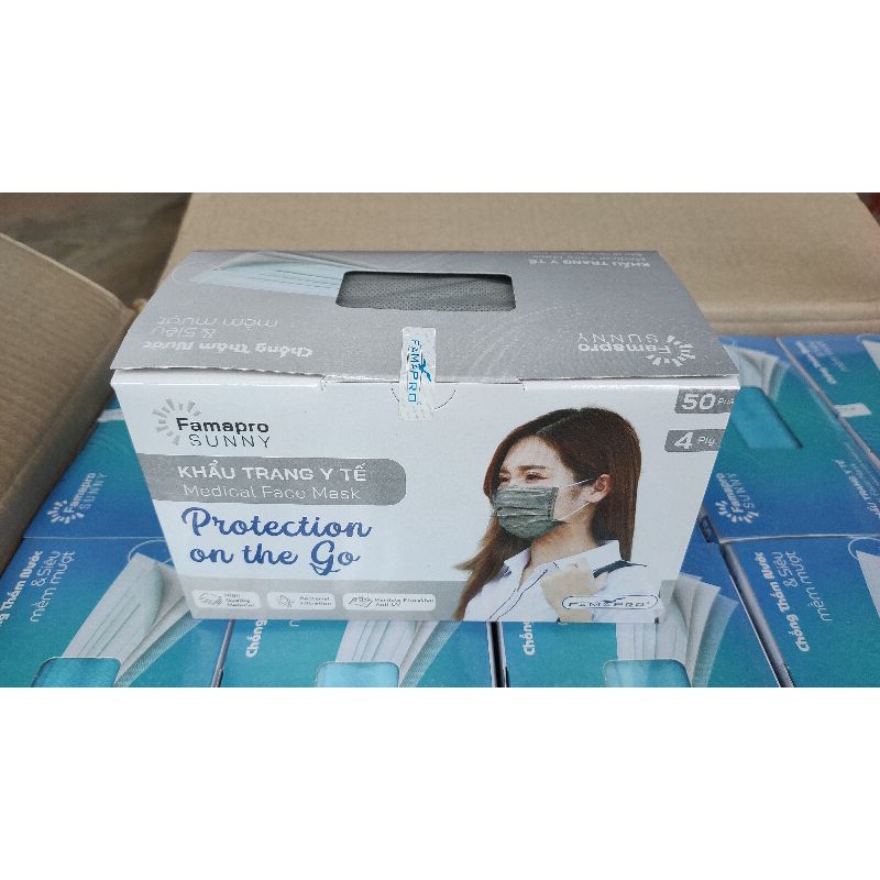 Khẩu trang Y Tế Famapro Sunny 4 lớp Hộp 50 cái chống tia UV