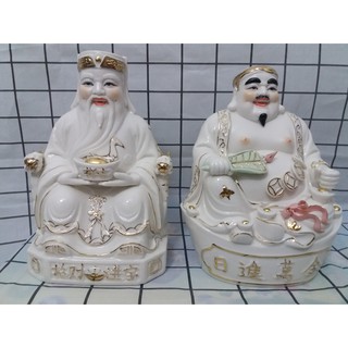 Bộ Ông Địa Thần Tài sứ trắng cao 18 cm
