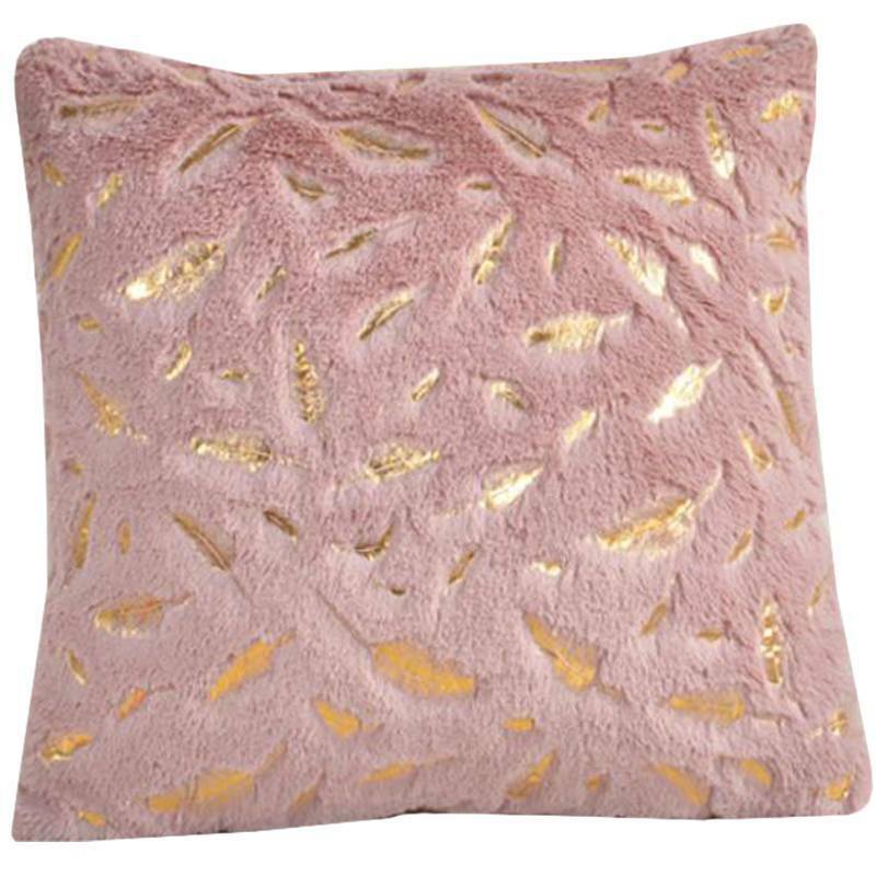 Soft Fur Pillow Cases Feather Pattern Cushion Cover Luxury Sofa Home Decoration