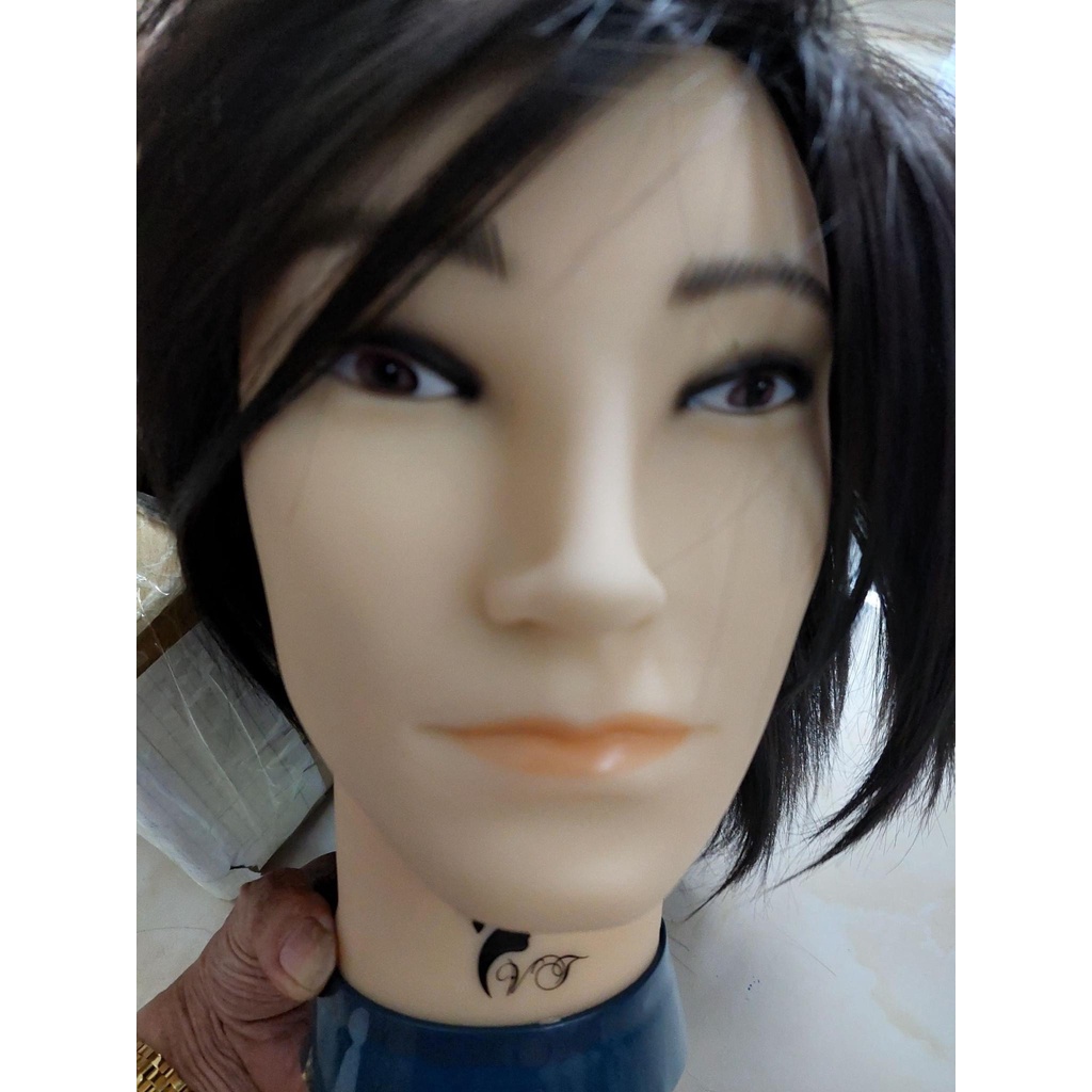 Đầu canh nam tóc thật học sấy, uốn, nhuộm