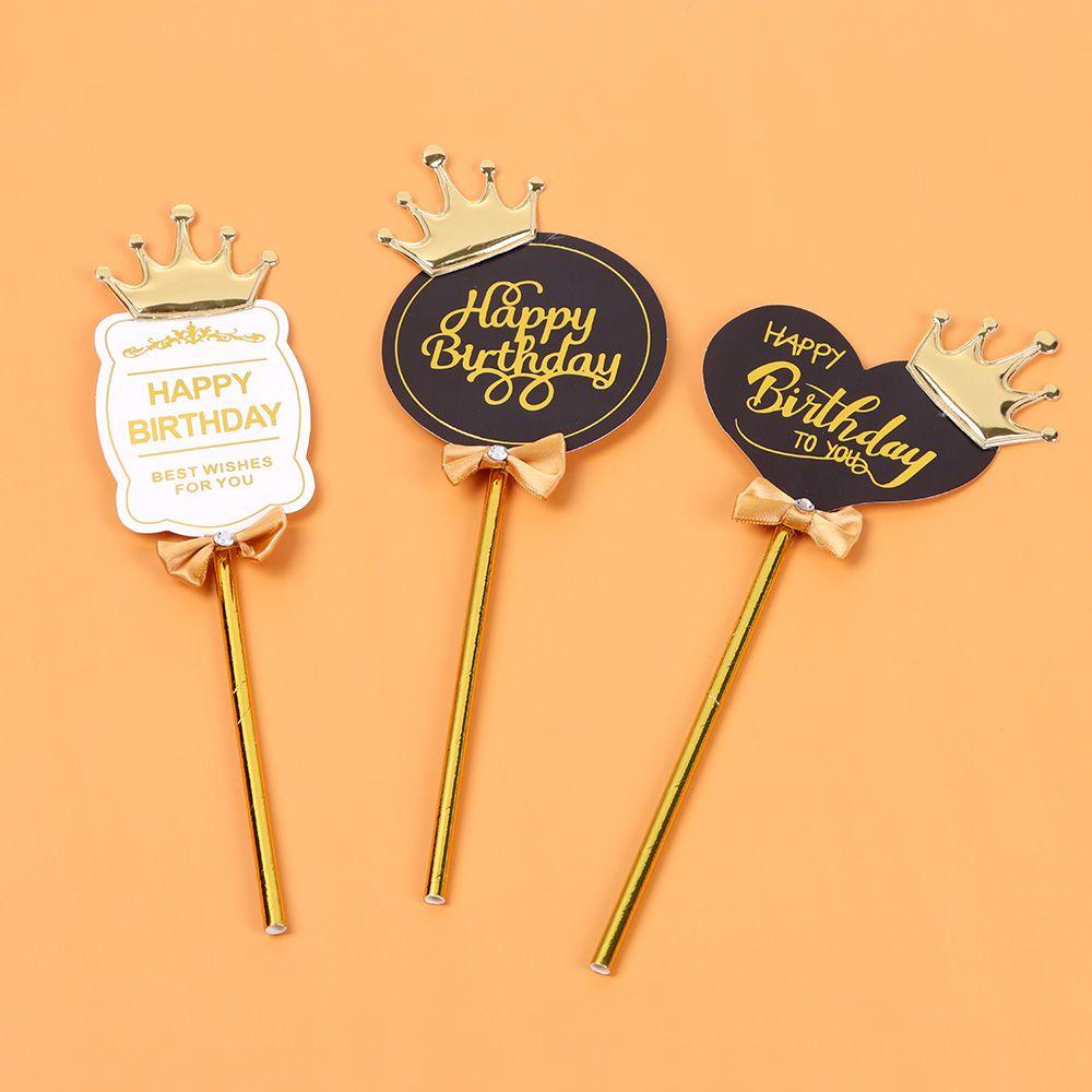 PINEVN Que Cắm Trang Trí Bánh Kem Hình Vương Miện Sang Trọng Lãng Mạn