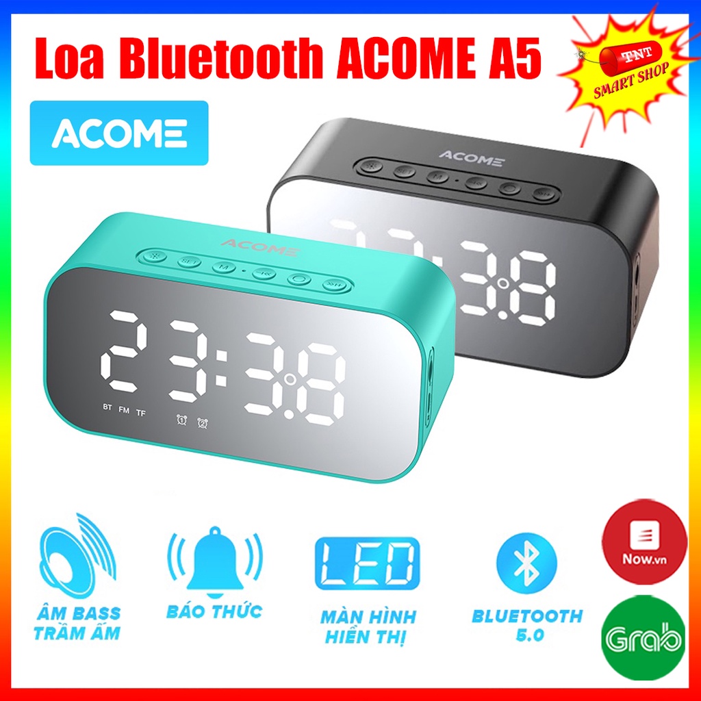 Loa Bluetooth ACOME A5 5W Màn Hình LED Đồng Hồ Báo Thức Âm Thanh Chất Lượng Cao - Loa Decor Phòng