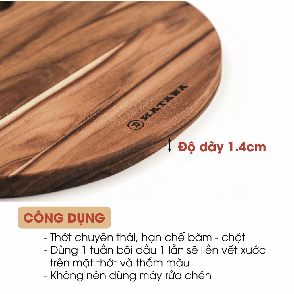 Thớt gỗ Teak Decor thương hiệu KATANA - KTRL/TKTL (nhiều kích thước)