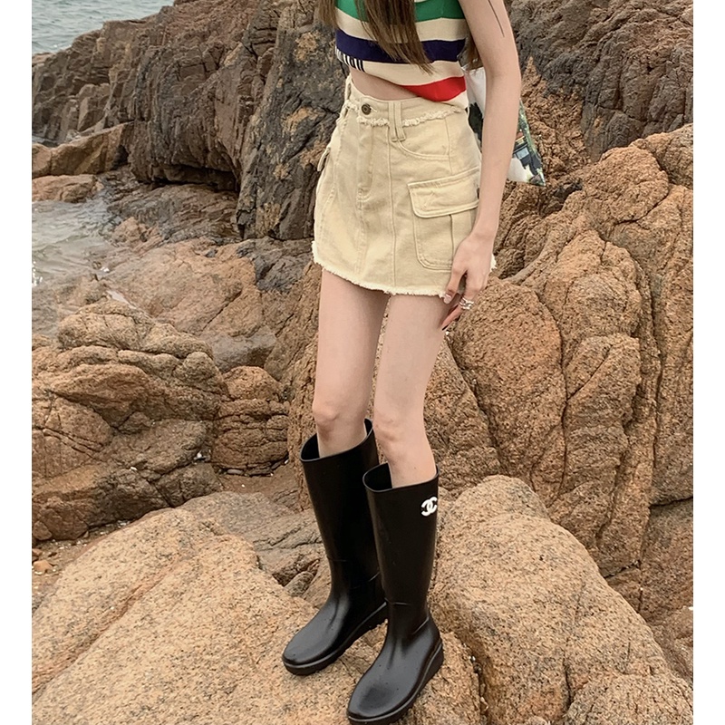 Chân Váy Denim Ngắn Phong Cách Retro Thời Trang Hàn Quốc Dành Cho Nữ