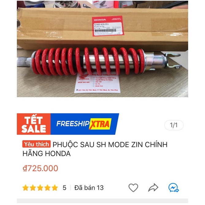 Phuộc sau sh mode chính hãng Honda