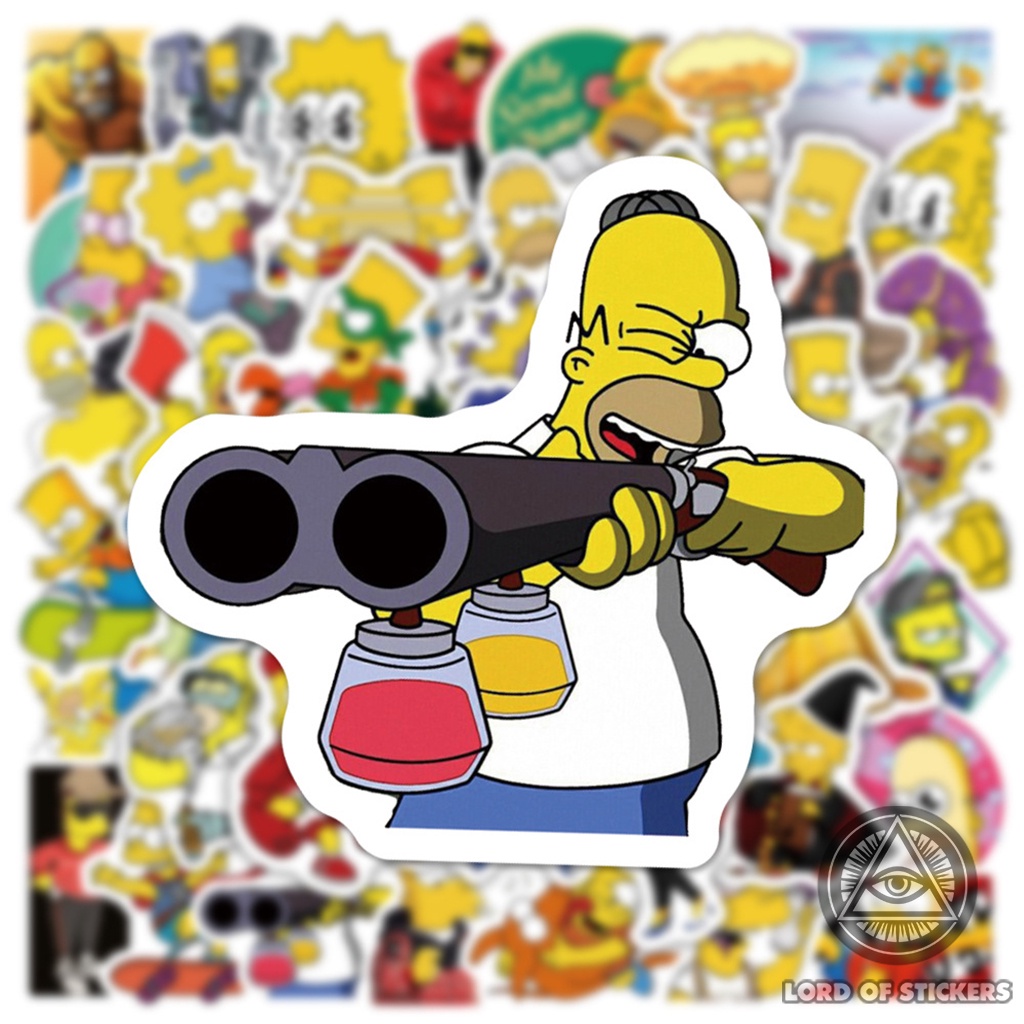 Set 50 Nhãn Dán The Simpsons Sticker Hoạt Hình Gia Đình Simpson Chống Thấm Nước Trang Trí Mũ Bảo Hiểm, Ván Trượt, Xe, Sổ