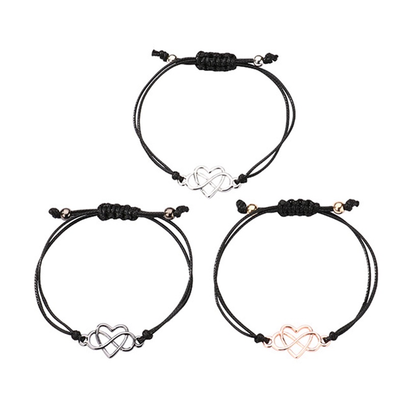 Set 3 Vòng Đeo Tay Dây Đan Phối Họa Tiết Trái Tim Thời Trang Đơn Giản