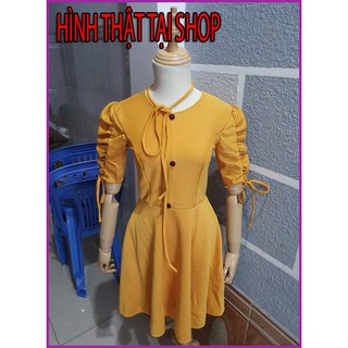 Đầm dự tiệc tay phồng cột nơ cao cấp thời trang SUZAPAS