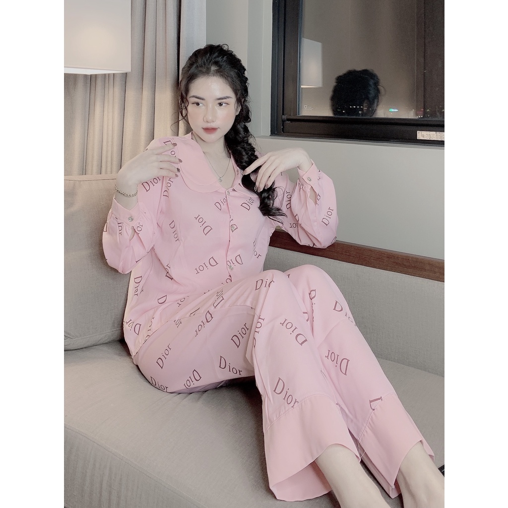 Đồ bộ nữ pijama lụa ngủ dễ thương mặc nhà dài tay quần dài mango cao cấp JUSOKA