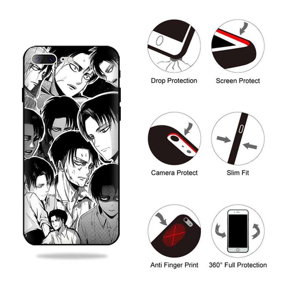Vỏ điện thoại mềm iphone 11 pro max x xs xr max 5 5s 6 6s plus 7 8 plus se k7tn11 levi ackerman silicone anti-drop case