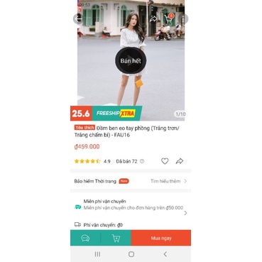 Pass  váy đầm chấm bi Miêu Size M