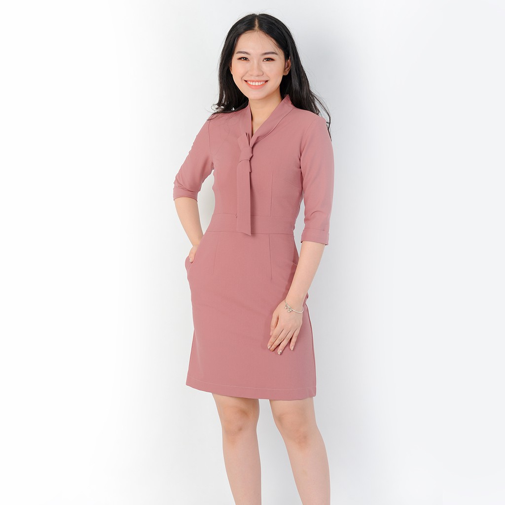 Đầm công sở nữ thiết kế thời trang Eden dạng váy ôm body cổ chữ v tay lỡ chất vải mềm mại thoáng mát co giãn tốt - D384