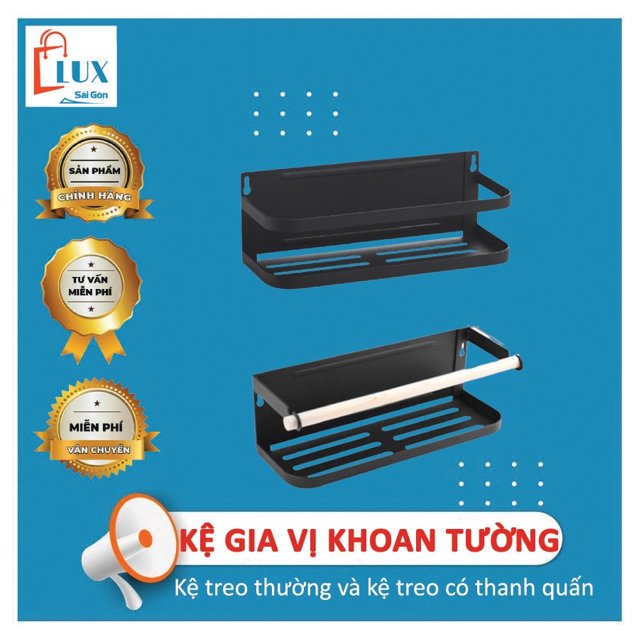 Kệ gia vị bằng sắt không gỉ, kệ treo tường nhà bếp đa năng dán tường