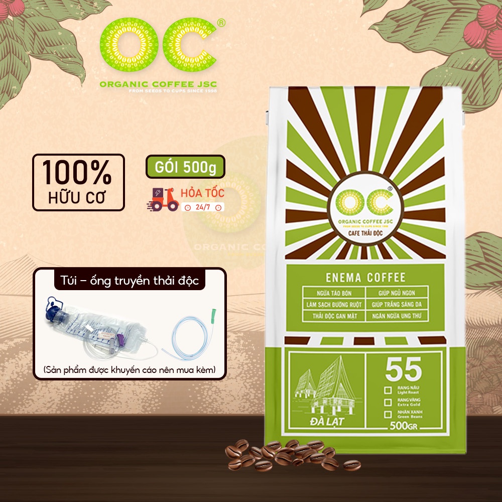 Cà phê hữu cơ thải độc đại tràng Enema dạng bột Cao Cấp / Tiêu Chuẩn 500gr thương hiệu Organic Coffee JSC.