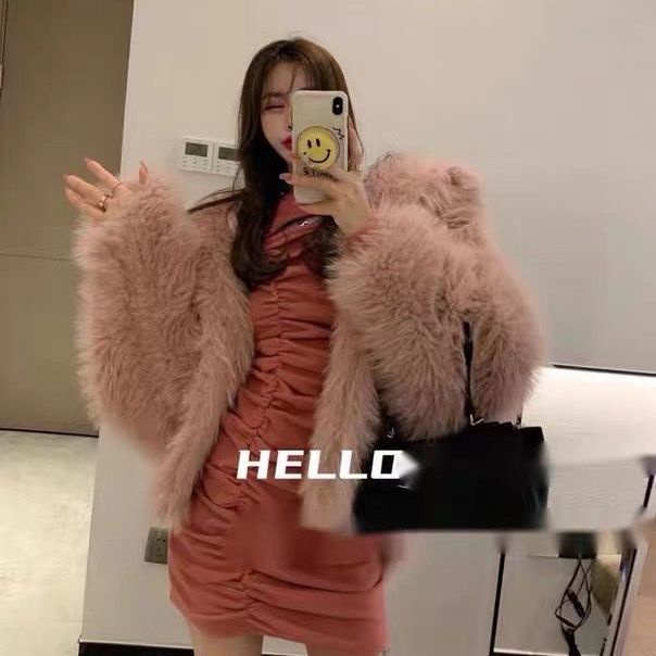 Áo khoác giả lông cáo dáng dài có mũ phong cách trẻ trung mới năm 2021