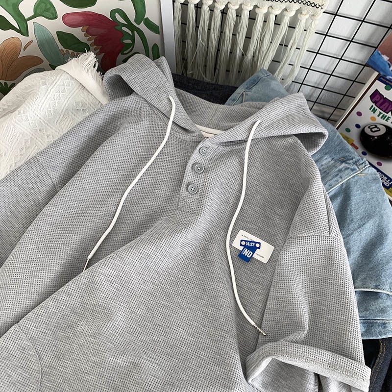 Áo Hoodie Ngắn Tay Dáng Rộng Thời Trang Mùa Hè Giản Dị Dành Cho Nam