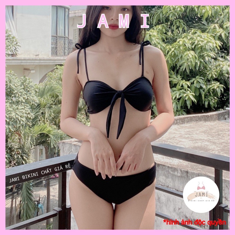 Bikini 2 Mảnh Quần Chíp/Váy màu đen Đi Biển Đi Bơi Cao Cấp Set 3 Màu đen -JAMI-MM126