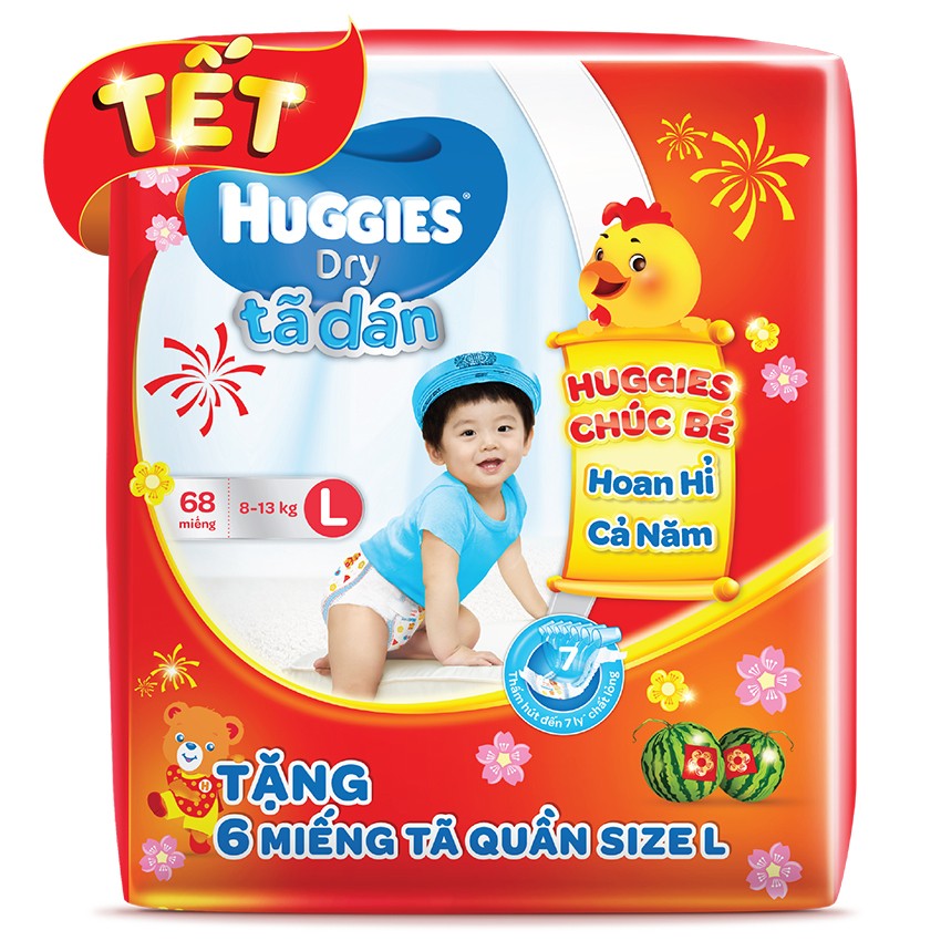 TÃ DÁN HUGGIES L68 - BAO BÌ TẾT