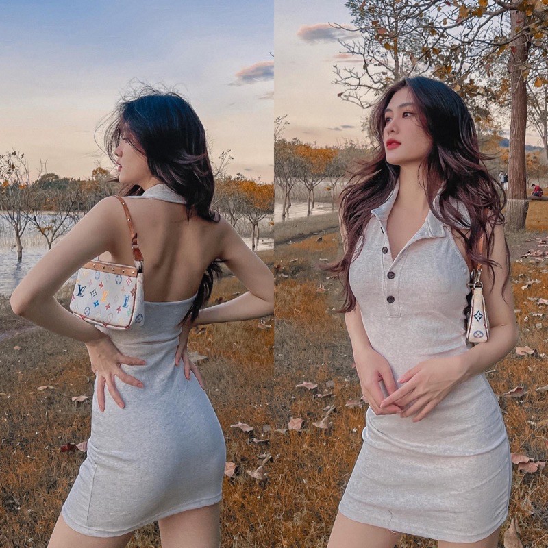 POLO DRESS [𝐂𝐇𝐎𝐂𝐎𝐋𝐀𝐓𝐄 𝐦𝐢𝐱𝐱] Váy ôm body Polo chất bo gân dày dặn