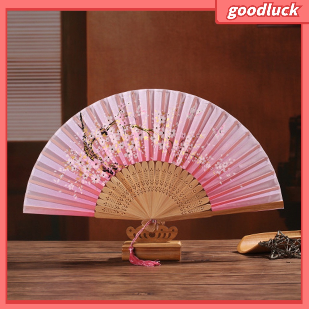Quạt Xếp Cầm Tay In Họa Tiết Hoa Anh Đào Nở Phong Cách Vintage Đẹp Mắt