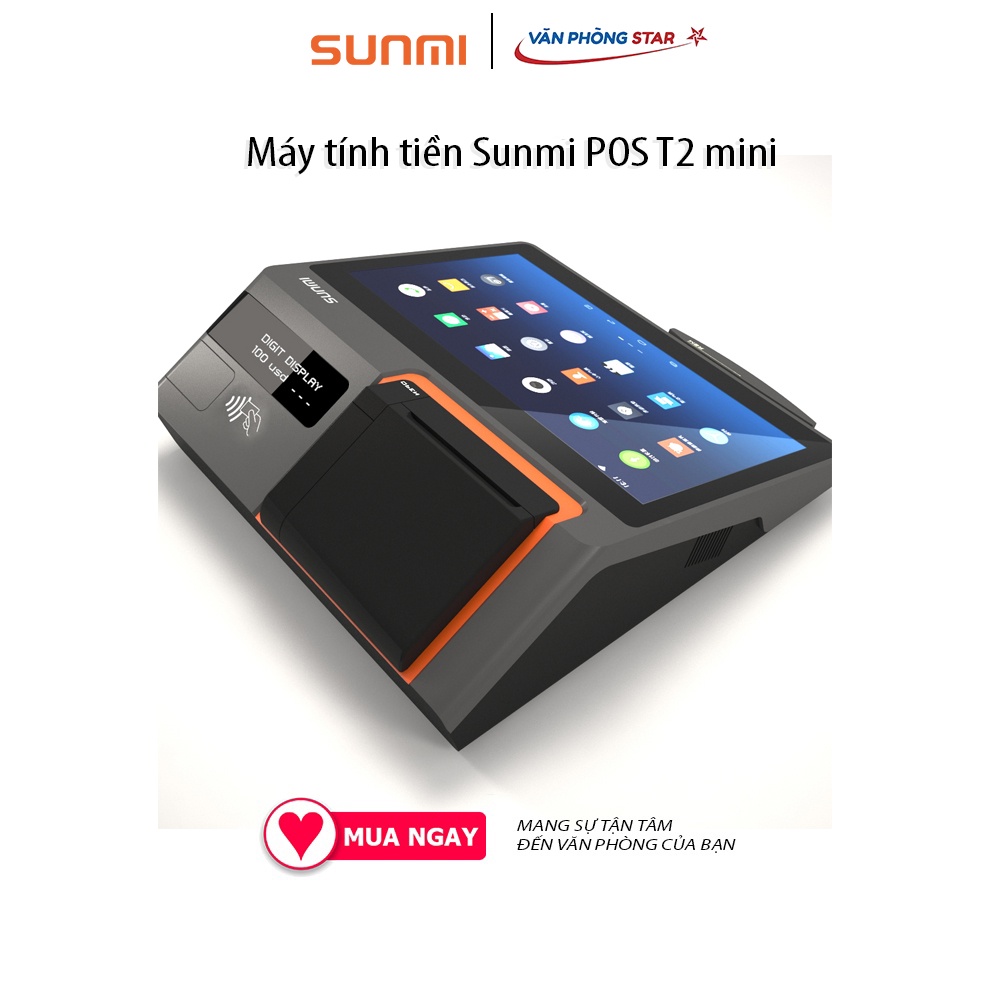 Máy POS T2 Mini - L1320 tích hợp máy in nhiệt hỗ trợ thanh toán qua nhiều hình thức RAM 1GB + ROM 8GB