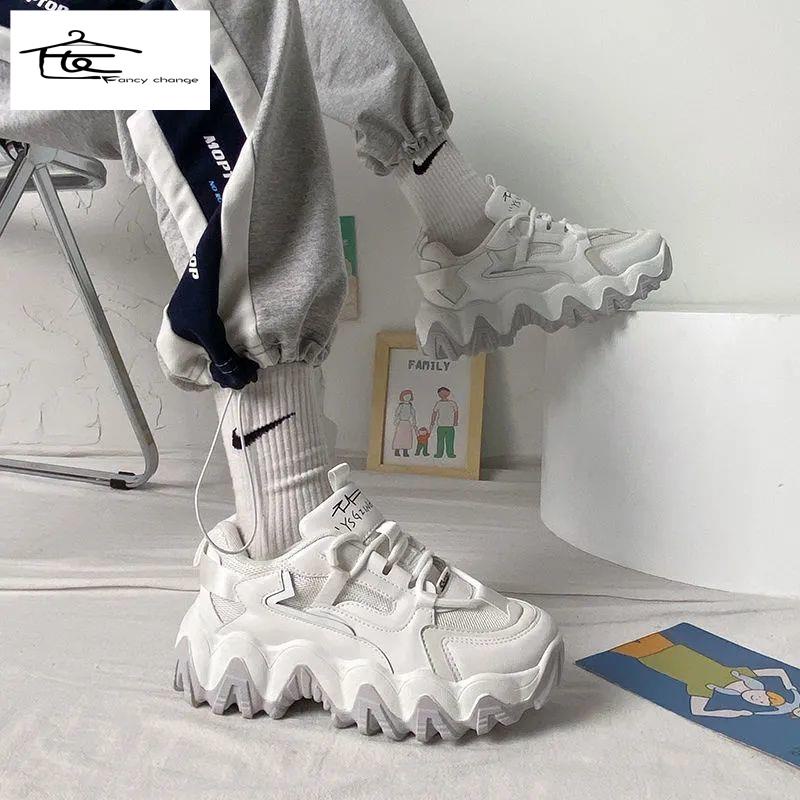 Giày Thể Thao Đế Dày Tăng Chiều Cao Màu Trắng Thời Trang Xuân Hè