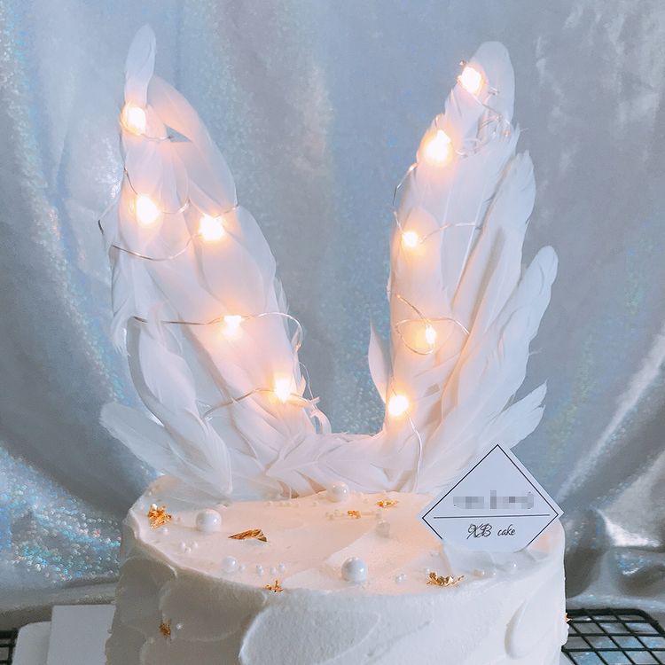 Phụ kiện trang trí bánh sinh nhật_Que cắm cánh thiên thần trắng