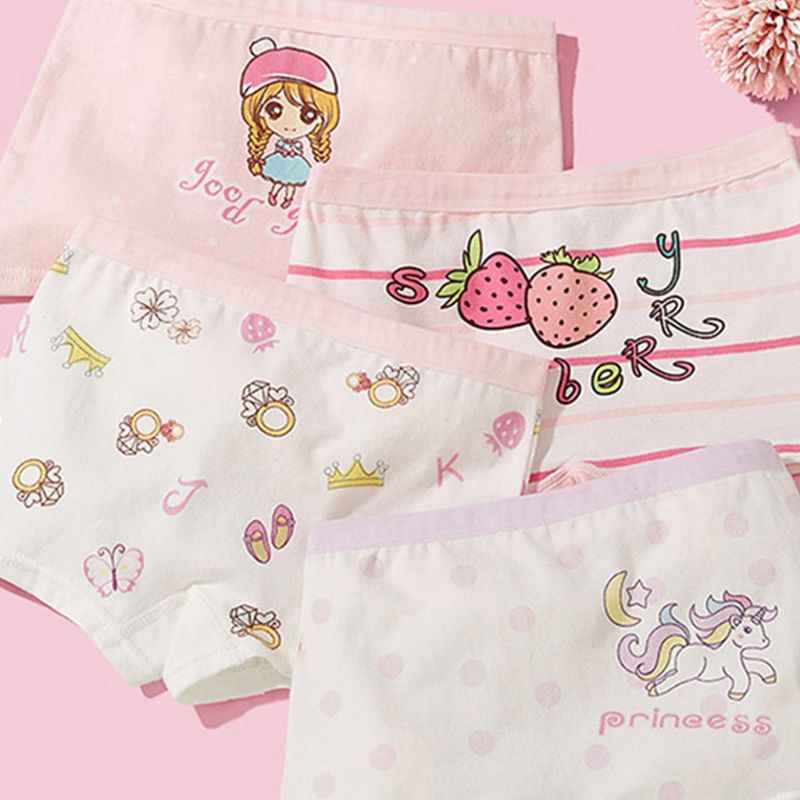 Quần Lót Boxer Cotton In Hình Thỏ Hoạt Hình Cho Bé Gái