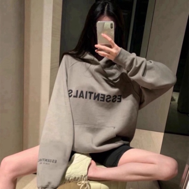 [FREE SHIP] Áo hoodie Unisex chữ ESSENTIALS màu đen trắng be xám đậm chất nỉ bông có mũ dài tay phong cách Ulzzang form | BigBuy360 - bigbuy360.vn