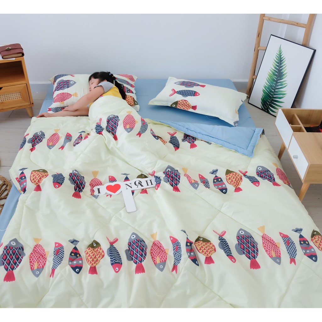Bộ chăn ga gối 5 món Noah Bedding Cá 7 Màu