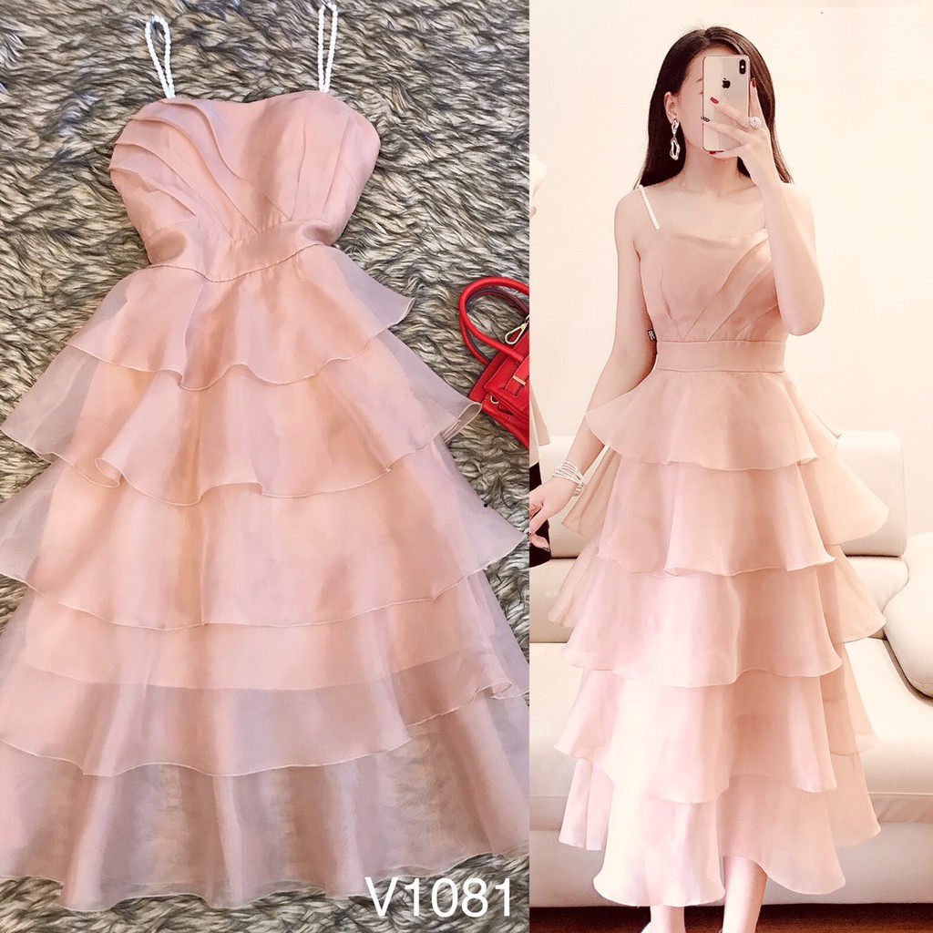 VÁY DỰ TIỆC 2 DÂY NGỌC - thương hiệu DVC_V1081 (Kèm ảnh thật lưu ý ko copy )
