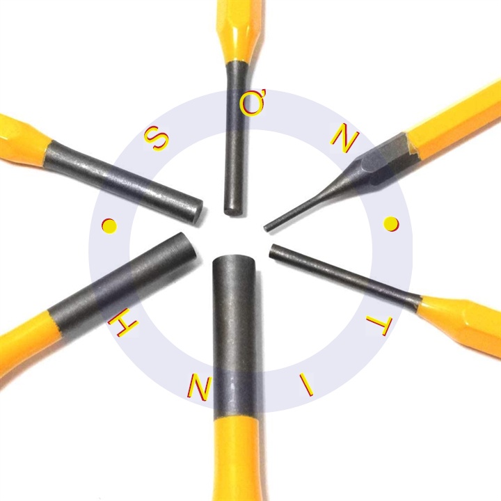 Bộ 6 Mũi Đục Tròn 1.5mm - 8mm Dài 150mm Punch TOLSEN 25090