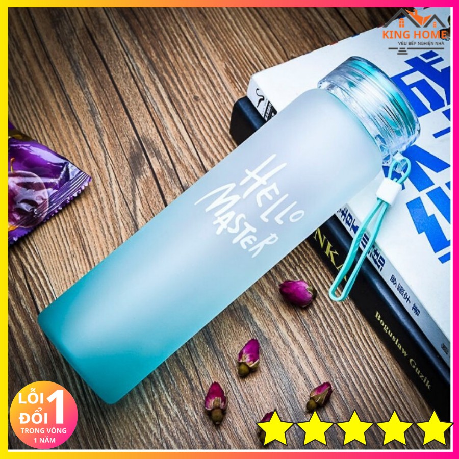 Bình Đựng Nước ❤️ 𝑭𝑹𝑬𝑬𝑺𝑯𝑰𝑷 ❤️ Bình Nước Hello Master 480ml, Chất Liệu Thủy Tinh