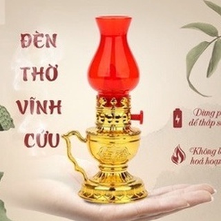 [Hàng Chất] Đèn thờ cúng vĩnh cửu siêu bền, Đèn dầu thờ cúng chạy pin - Không dùng dây, nhỏ gọn, tiện lợi