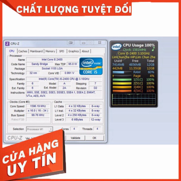 [CPU] Bộ vi xử lý Intel Core i5 2400 3.1GHz( 4 lõi, 4 luồng), Bus 1066/1333MHz, Cache 3MB