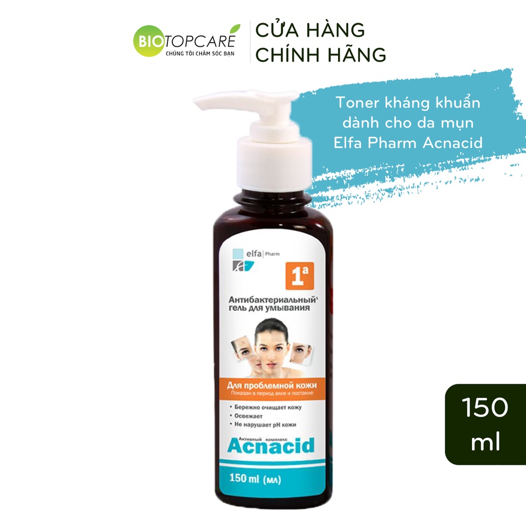 [Mã INCU50 giảm 50K đơn 250K] Gel rửa mặt kháng khuẩn Elfa Pharm Acnacid dành cho da mụn 150ml - BioTopcare Official | BigBuy360 - bigbuy360.vn