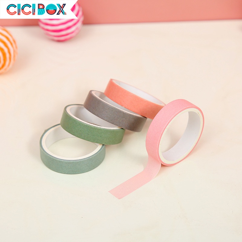 Băng dính washi tape bộ 5 cuộn trang trí nhiều màu, Băng keo chuyên dụng tiện lợi CICIBOX