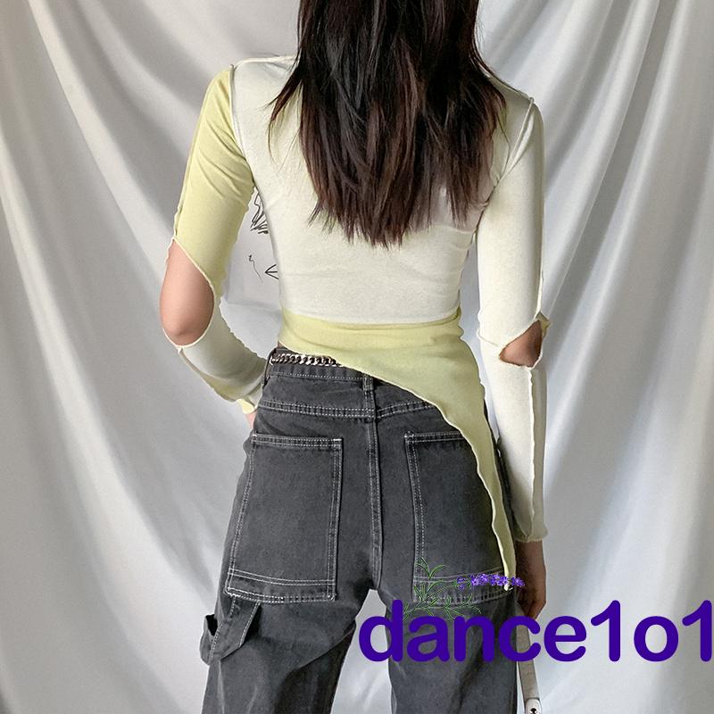 Áo Crop Top Tay Dài Quyến Rũ Cho Nữ