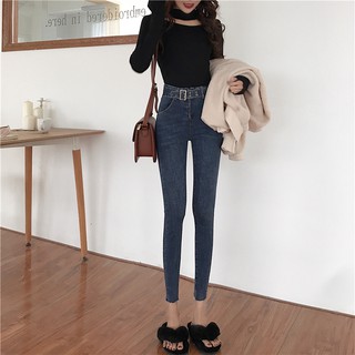 Quần jean nữ dáng ôm lưng cao trơn dài sang chảnh Emilyshop