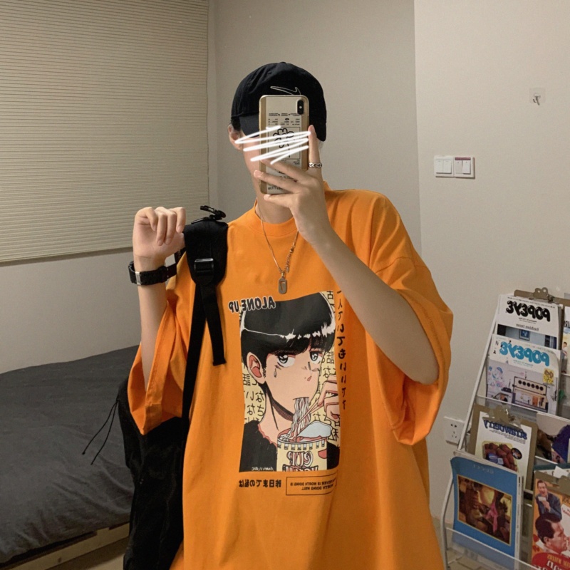 Áo Thun Nam Tay Ngắn Dáng Rộng Phong Cách Hàn Quốc