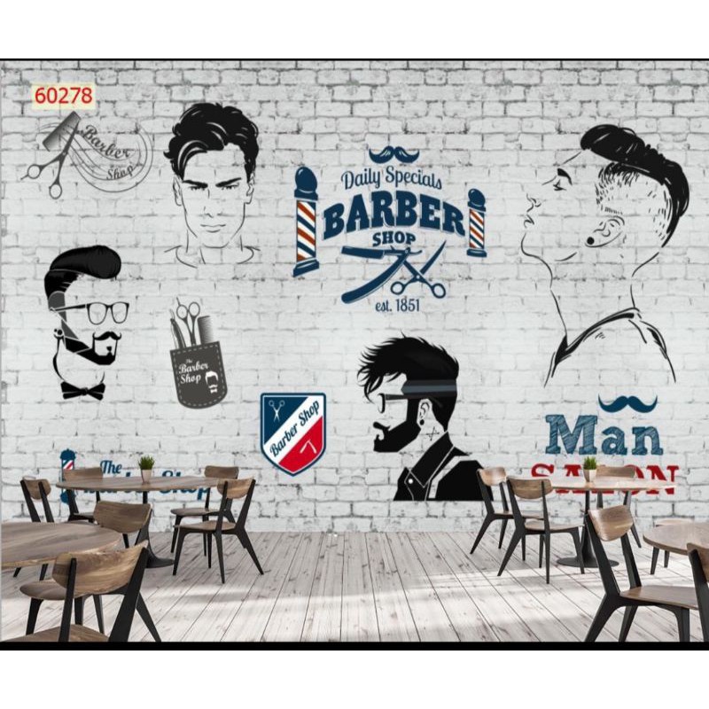 Tranh dán quán tiệm tóc 60x80cm