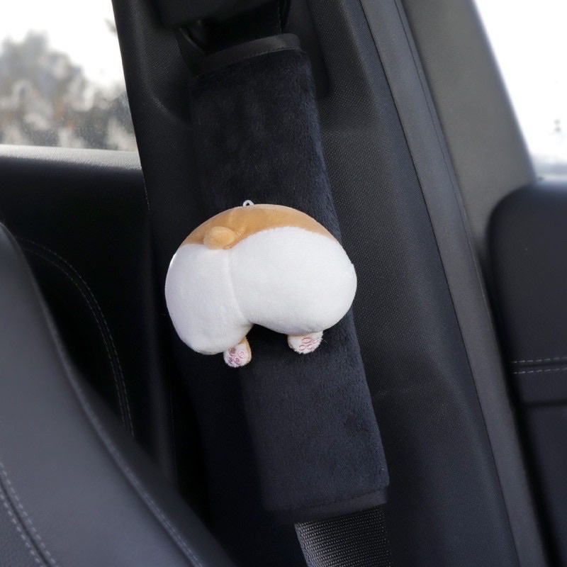 Combo 3 món chó corgi gối dựa đầu, gối tựa lưng xe ôt xe hơi, đai an toàn cho xe oto/ xe hơi/ ghế văn phòng