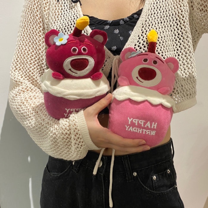 Nến Hình Chú Gấu Quả Dâu Hoạt Hình Dễ Thương Phát Sáng Có Nhạc