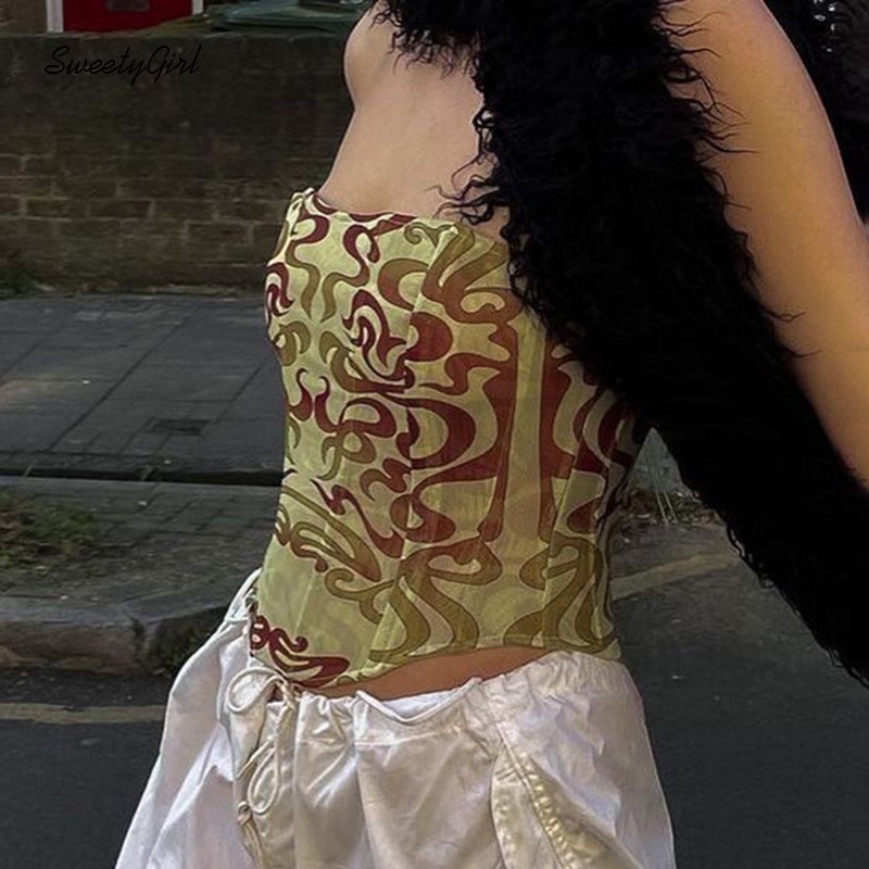 Áo Ống In Họa Tiết Hình Học Có Khóa Kéo Thời Trang Quyến Rũ Cho Nữ 2022