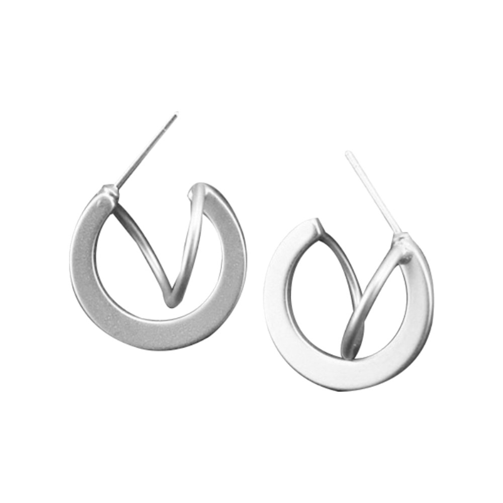 Khuyên Tai Kim Loại Thiết Kế Hình Học Phong Cách Hàn Quốc Cho Nữ