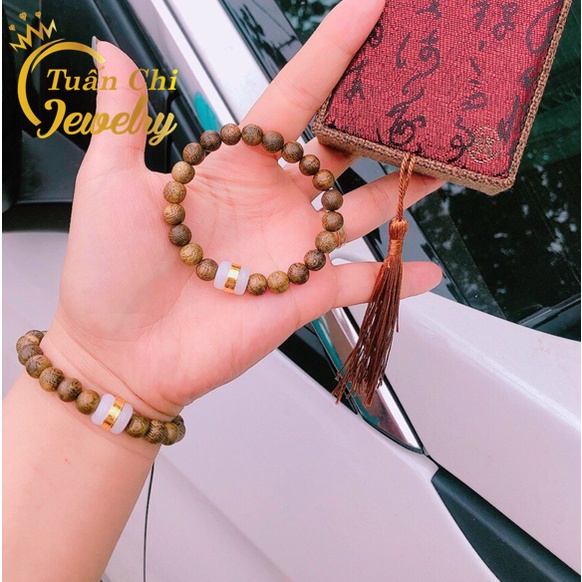 Vòng Tay Trầm Hương ⚡𝑴𝑨̂̃𝑼 𝑴𝑶̛́𝑰⚡ Vòng Lu Thống Ngọc Bạch Cao Cấp- Tặng Hộp Gấm Sang Xịn