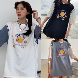 MS18 áo thun bóng rổ hành tinh unisex form rộng tay lỡ ảnh thật clip Dư Tú Lệ