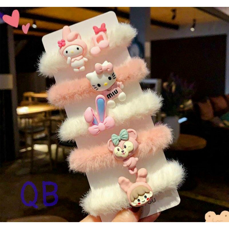 COMBO SỈ 10 SET 5 chun tóc lông hình gấu